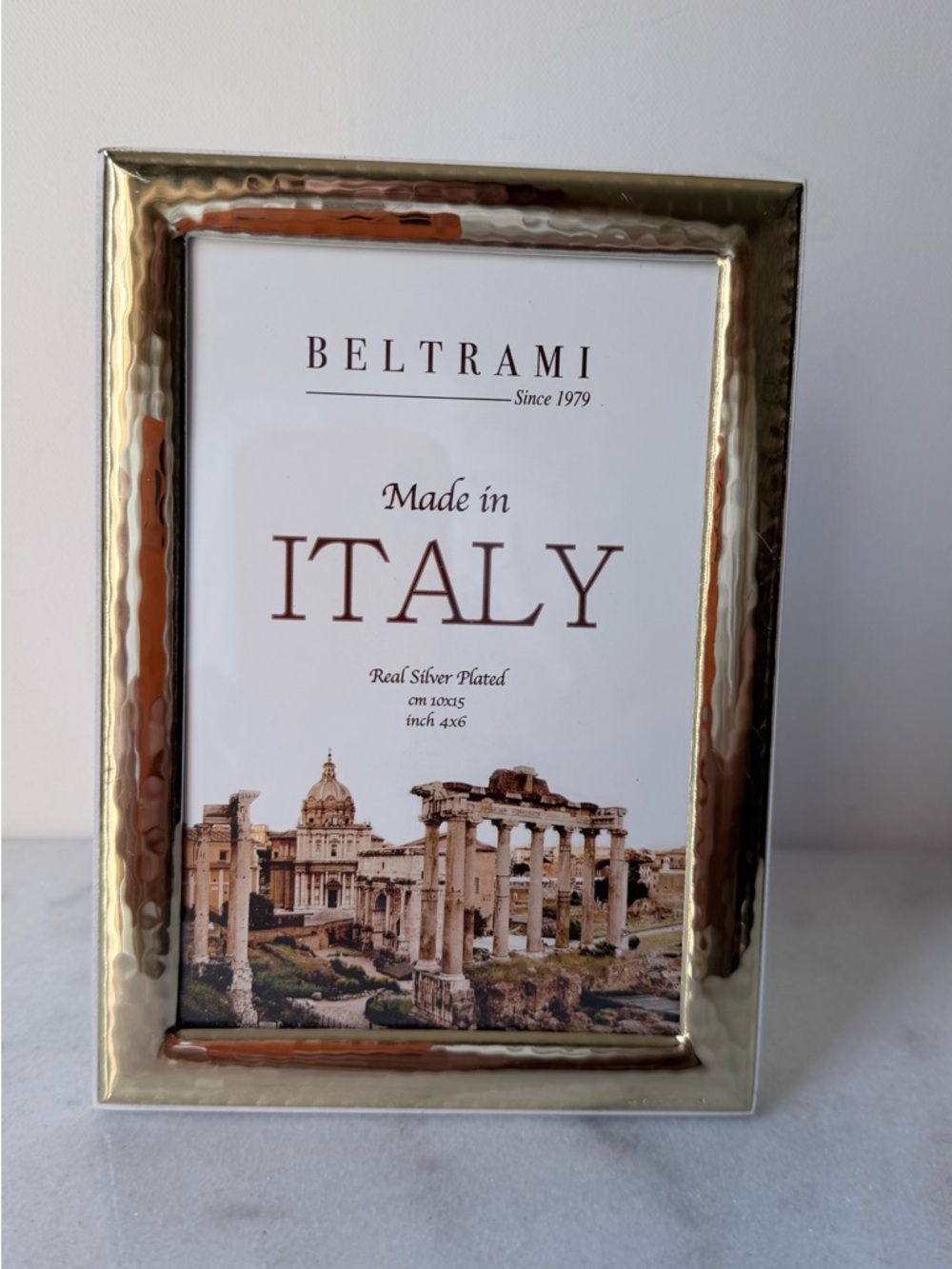 Silver-Plated Hammered Photo Frame - Gold Finish made in Italy